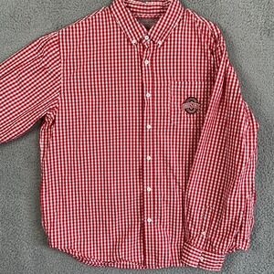 Ohio‎ State Buckeyes Shirt Button Down Mens XL Red White Checks Pocket Varsity